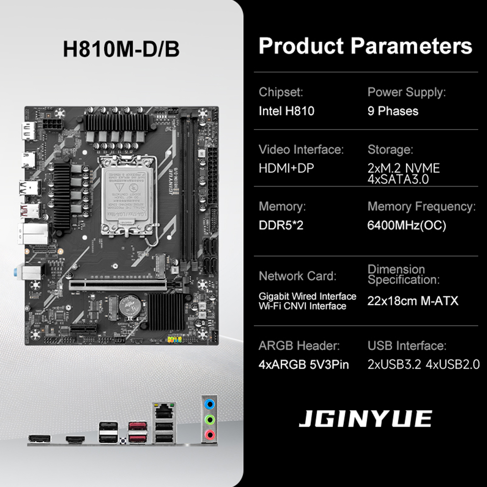 JGINYUE H810 Motherboard Intel - Ddr5 64Gb ulasan dan harga